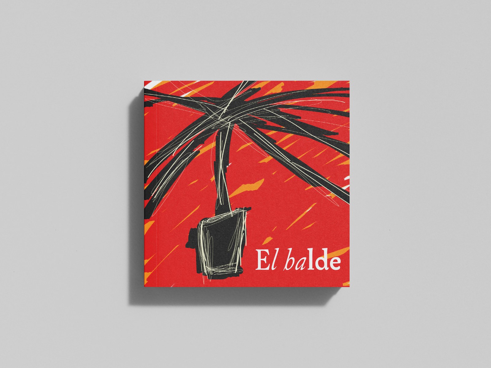 Open illustrated book with red and black drawings
